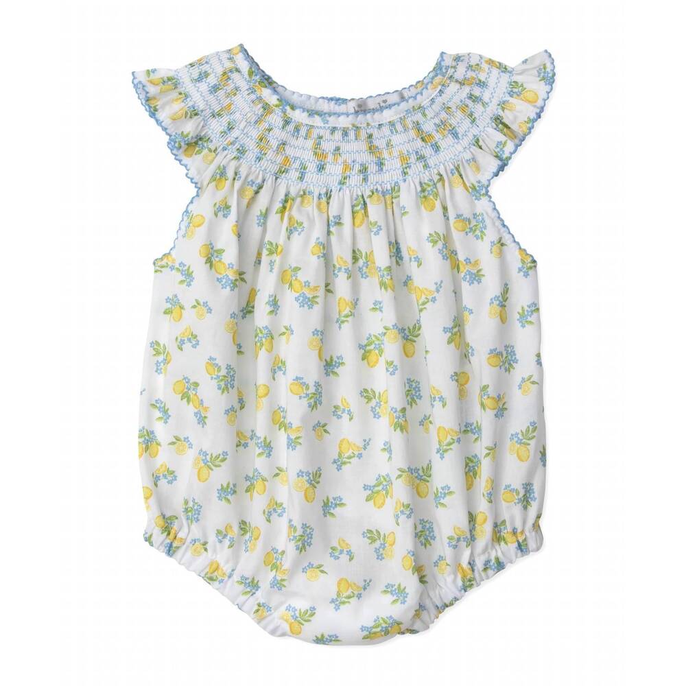 NEW KISSY KISSY girl's hand smocked ruffled playsuit in lemon blossoms